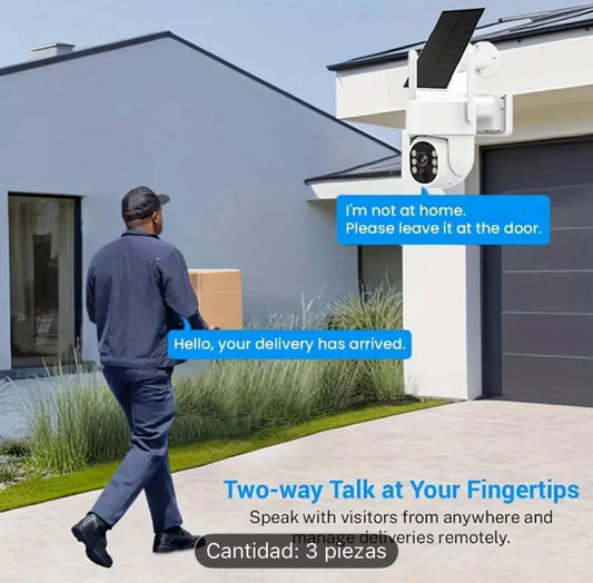 🔥 Set de 3 Cámaras de Seguridad Solar 4MP PTZ - Inalámbricas con Visión Nocturna 🌙