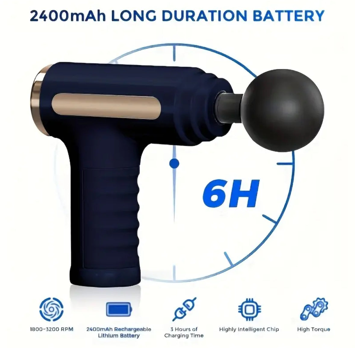 Pistola de Masaje Corporal Portátil – Negro & Dorado