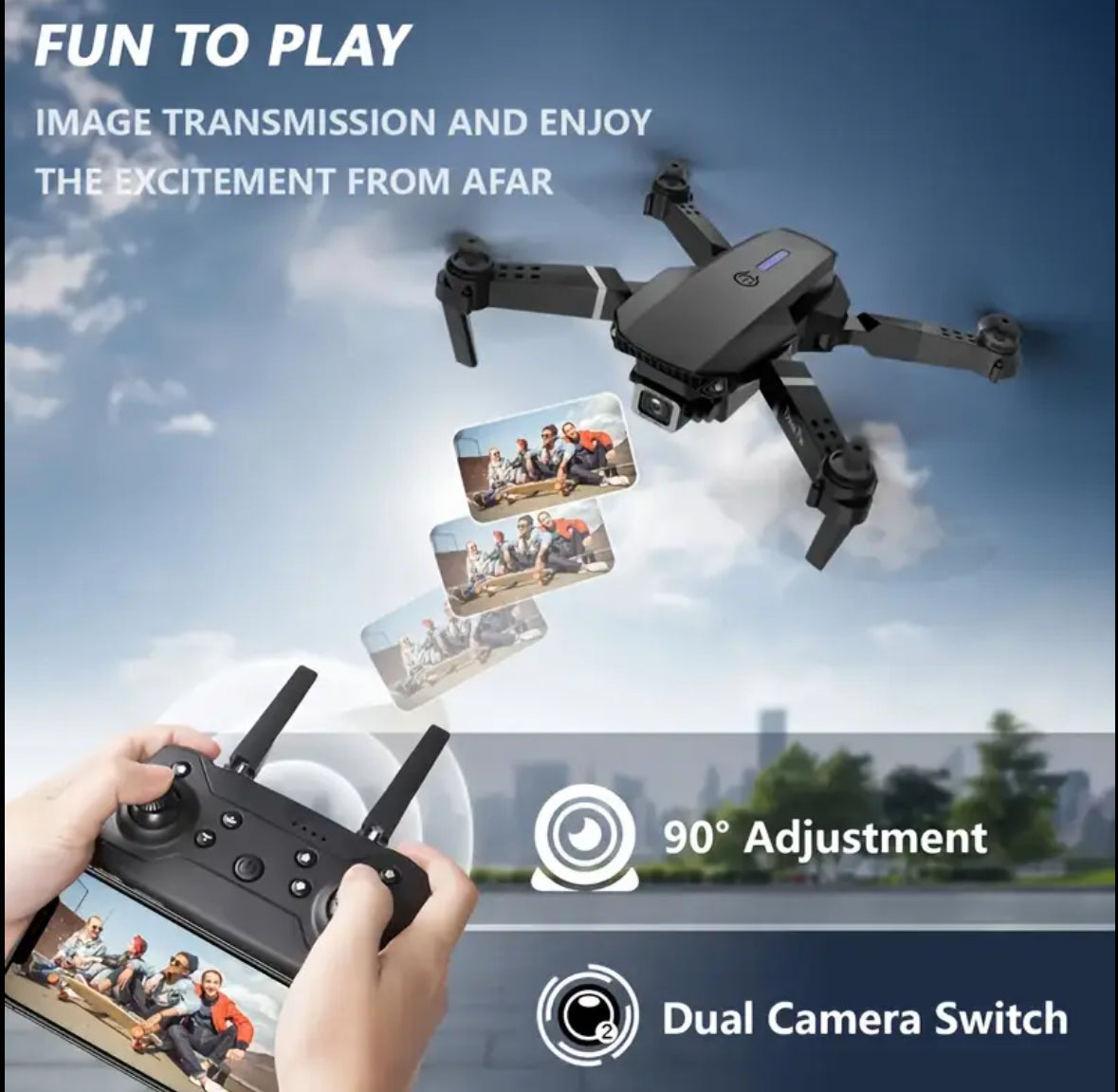 Drone E98 con cámara HD + 2 baterías 🔋, 🚁+📷