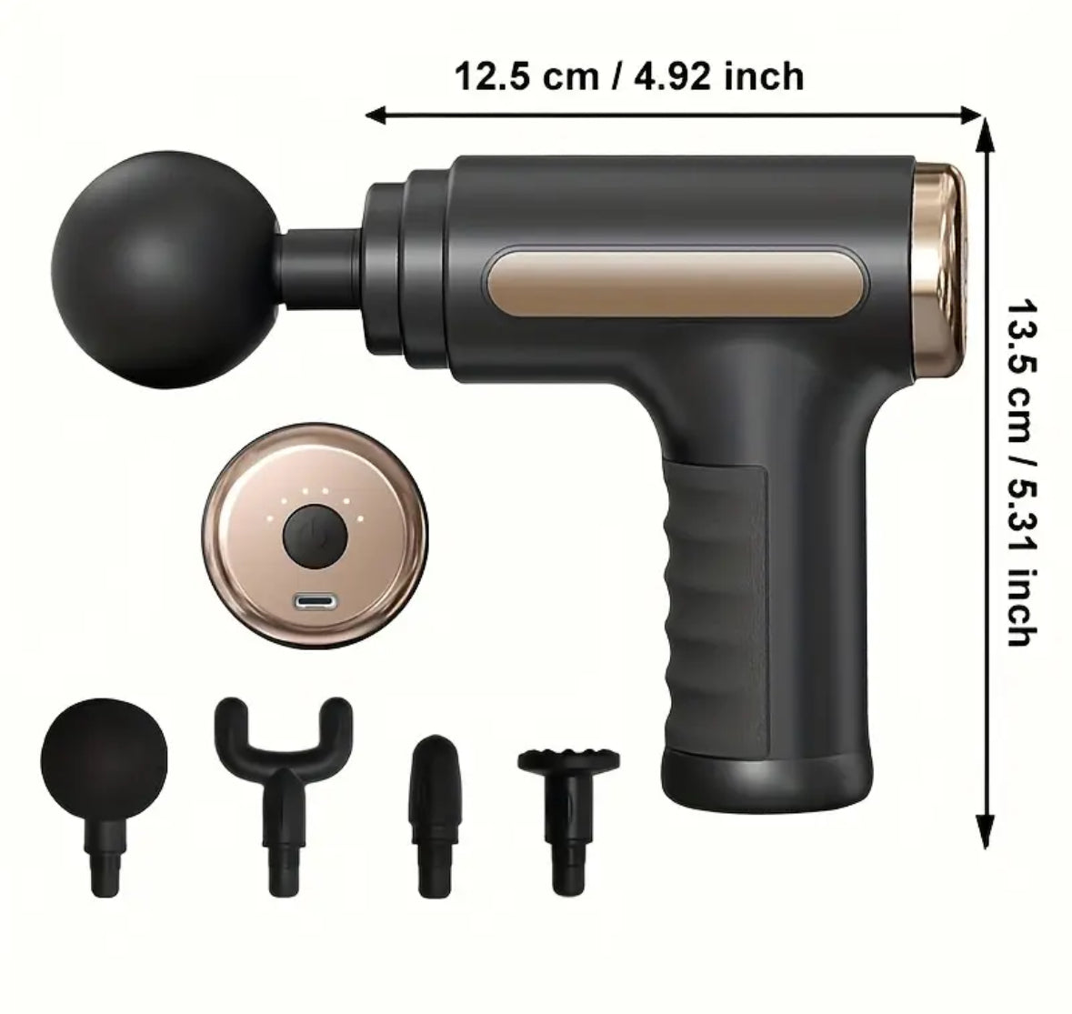 Pistola de Masaje Corporal Portátil – Negro & Dorado