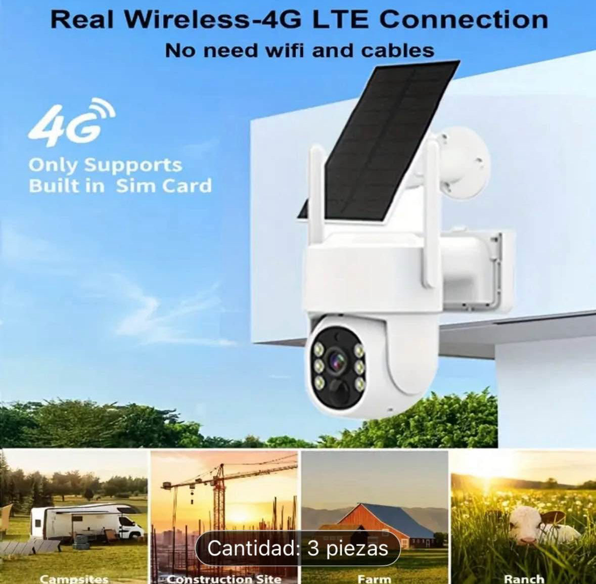 🔥 Set de 3 Cámaras de Seguridad Solar 4MP PTZ - Inalámbricas con Visión Nocturna 🌙