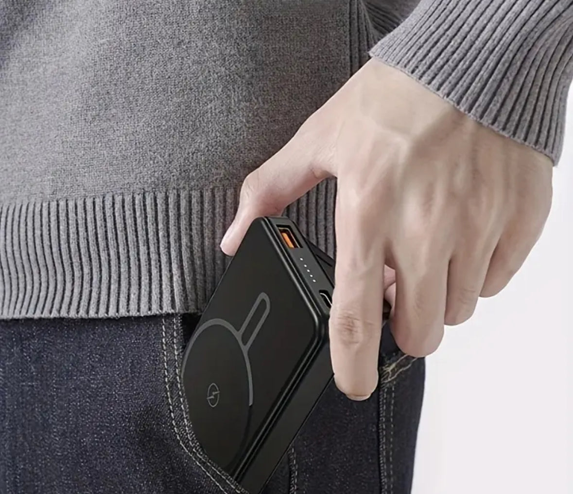 Tesoro de Carga Inalámbrica de 20000mAh – Power Bank Magnético Portátil con Carga Rápida y Cable USB-C Incorporado