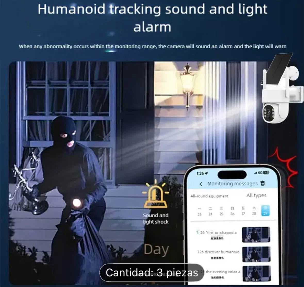 🔥 Set de 3 Cámaras de Seguridad Solar 4MP PTZ - Inalámbricas con Visión Nocturna 🌙